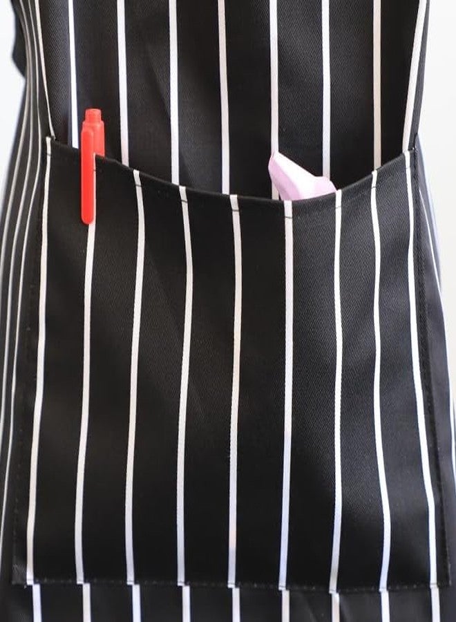 multifuns Kids apron 2 Pack adjustable strap with pockets polyester cotton blend painting cooking art baking aprons for kids age 7-12 years boys girls (Black stripes) - Image 5